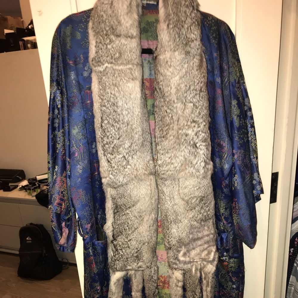 Vintage Chinese Silk/Rabbit Fur robe